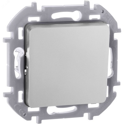 Выключатель 1-клавишный самовозвартный с нормально-открытым контактом 6А безвинтовое крепление алюминий INSPIRIA