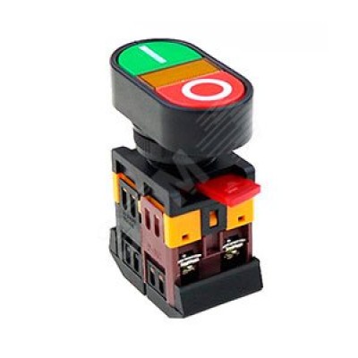 "Выключатель кнопочный ВК22-EB8425-65У1, сдвоенный, зелёный/красный, 1НО+1НЗ, с символами ""I-O"", IP65  (ЭТ)"