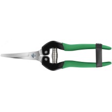 Секатор садовый, режущие кромки внахлест, изогнутые лезвия нерж. сталь, ПВХ накладки на ручки 190 мм