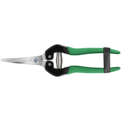 Секатор садовый, режущие кромки внахлест, изогнутые лезвия нерж. сталь, ПВХ накладки на ручки 190 мм