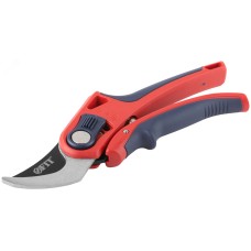 Секатор, режущие кромки внахлест, регулировка раскрытия, ленточная пружина, прорезин. ручки 210 мм