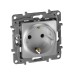 Розетка 1-местная с заземлением без защитных шторок 16А алюминий ETIKA