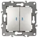 12-1105-15 ЭРА Выключатель двойной с подсветкой, 10АХ-250В, IP20, Эра12, перламутр (10/100/2500)