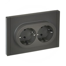 FORTE&PIANO Розетка 2-местная с заземлением с защитными шторками безвинтовое крепление 16А FP323 серый IEK