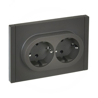 FORTE&PIANO Розетка 2-местная с заземлением с защитными шторками безвинтовое крепление 16А FP323 серый IEK