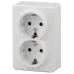 11-2205-01 ЭРА Розетка 2х2P+E Schuko, 16A-250В, IP20, ОУ, Эра Эксперт, белый (12/120/1920)