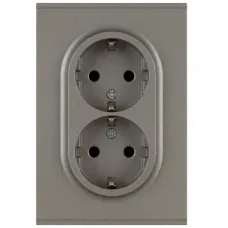 Розетка скрытого монтажа в рамку двойная с заземлением 2X2P+E Schuko со шторками 16А-250В титан 16-2105-07 Arktik