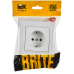 BRITE Розетка 1-местная с заземлением с защитными шторками 16А в сборе РСР14-1-0-БрАБ арктический белый IEK