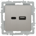 BRITE Розетка USB A+C 18Вт РЮ11-1-БрГН металл хром/никель IEK