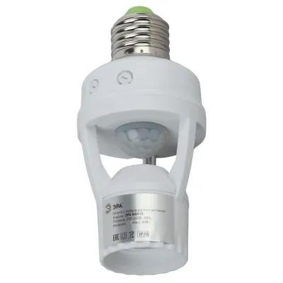 Датчик движения ЭРА MD 015 белый E27 60Вт 360гр 6м IP20 (50/1600)