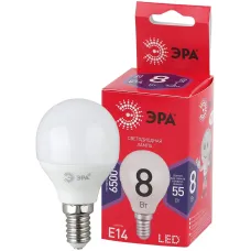 Лампочка светодиодная ЭРА RED LINE LED P45-8W-865-E14 R E14 / Е14 8Вт шар холодный дневной свет