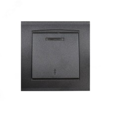 Выключатель одноклавишный проходной с подсветкой серия Бриллиант, скрытой установки, 10А, 220В, механизм, графит