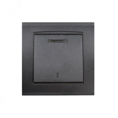 Выключатель одноклавишный проходной с подсветкой серия Бриллиант, скрытой установки, 10А, 220В, механизм, графит