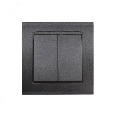 Выключатель двухклавишный серия Бриллиант, скрытой установки, 10А, 220В, механизм,графит