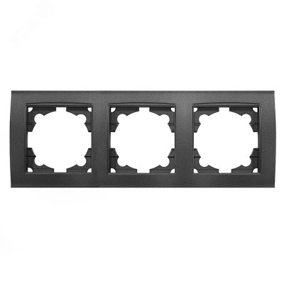 Рамка трехместная горизонтальная серия Бриллиант графит