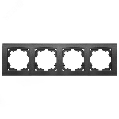 Рамка четырехместная горизонтальная серия Бриллиант графит