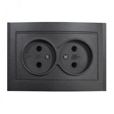 Розетка двухместная серия Бриллиант без заземления, скрытой установки, 16А, 220В, механизм,графит