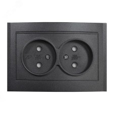 Розетка двухместная серия Бриллиант без заземления, с защитными шторками, скрытой установки, 16А, 220В, механизм, графит