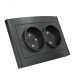 Розетка двухместная серия Бриллиант без заземления, с защитными шторками, скрытой установки, 16А, 220В, механизм, графит