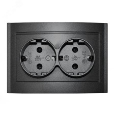 Розетка двухместная серия Бриллиант с заземлением, скрытой установки, 16А, 220В, механизм, графит