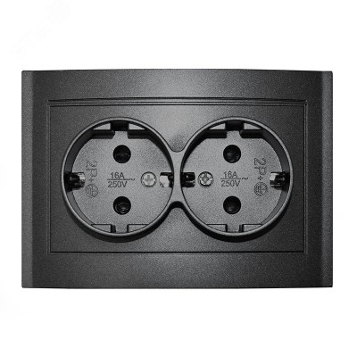 Розетка двухместная серия Бриллиант с заземлением, скрытой установки, 16А, 220В, механизм, графит