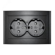 Розетка двухместная серия Бриллиант с заземлением, с защитными шторками, скрытой установки, 16А, 220В, механизм, графит