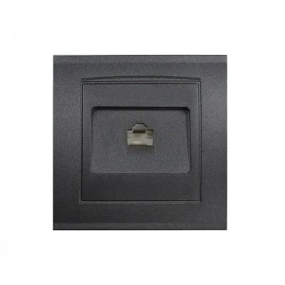 Розетка компьютерная RJ45 серия Бриллиант, скрытой установки, 1А, механизм, графит