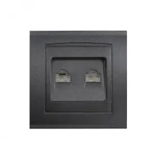 Розетка RJ45+RJ12 серия Бриллиант, скрытой установки, 1А, механизм, графит
