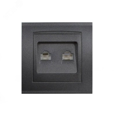 Розетка RJ45+RJ12 серия Бриллиант, скрытой установки, 1А, механизм, графит