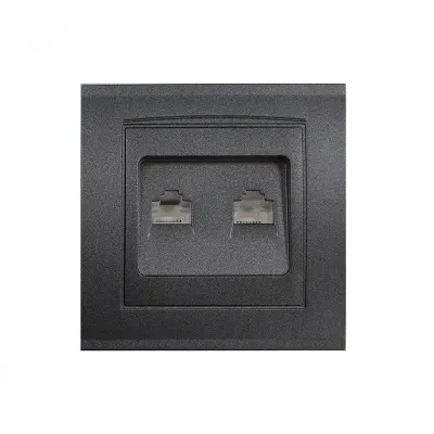 Розетка RJ45+RJ12 серия Бриллиант, скрытой установки, 1А, механизм, графит