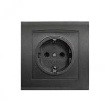 Розетка одноместная серия Бриллиант с заземлением, скрытой установки, 16А, 220В, механизм, графит
