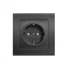 Розетка одноместная серия Бриллиант с заземлением, с защитными шторками, скрытой установки, 16А, 220В, механизм, графит