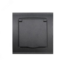 Розетка одноместная с крышкой серия Бриллиант с заземлением, с защитными шторками, скрытой установки, 16А, 220В, графит