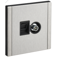 FORTE&PIANO Розетка двойная TV+RJ45 кат.5E FP736M металл никель IEK