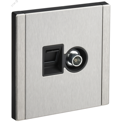 FORTE&PIANO Розетка двойная TV+RJ45 кат.5E FP736M металл никель IEK