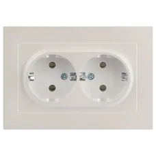 Розетка Intro Accent 6-205-06 , 2X2P+E Schuko, 16А-250В, IP20, СУ, AL/CU, перламутр