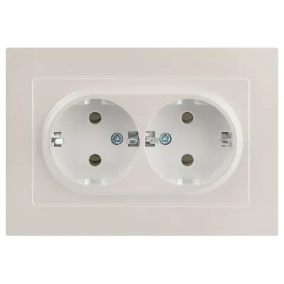 Розетка Intro Accent 6-205-06 , 2X2P+E Schuko, 16А-250В, IP20, СУ, AL/CU, перламутр