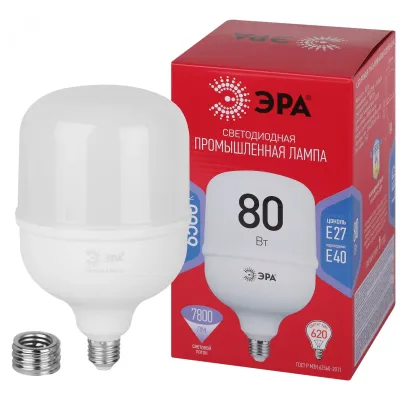 Лампа светодиодная ЭРА RED LINE LED POWER T140-80W-6500-E27/E40 R E27/E40 R 80 вт колокол холодный белый свет