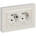 BRITE Розетка 2-местная с заземлением с защитными шторками плоская 16А в сборе РСшПл12-3-БрЖ жемчуг IEK