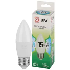 Лампа светодиодная ЭРА GREEN LINE LED B35-15W-840-E27 GL E27 15 Вт свеча яркий белый свет
