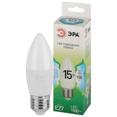 Лампа светодиодная ЭРА GREEN LINE LED B35-15W-840-E27 GL E27 15 Вт свеча яркий белый свет