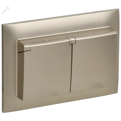 SKANDY Розетка 2-местная и крышкой 16А в сборе IP44 SK-R12Sh шампань IEK