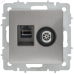 BRITE Розетка двойная TV+RJ45 кат.5E РТВ/РК12-БрГН металл хром/никель IEK