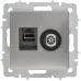 BRITE Розетка двойная TV+RJ45 кат.5E РТВ/РК12-БрГН металл хром/никель IEK