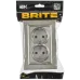BRITE Розетка 2-местная с заземлением без защитных шторок плоская 16А в сборе РСПл12-3-БрШ шампань IEK