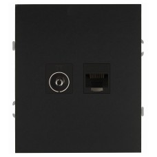 Розетка скрытого монтажа в рамку комбинированная RJ45+TV антрацит 16-3110-05 Arktik