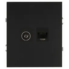 Розетка скрытого монтажа в рамку комбинированная RJ45+TV антрацит 16-3110-05 Arktik