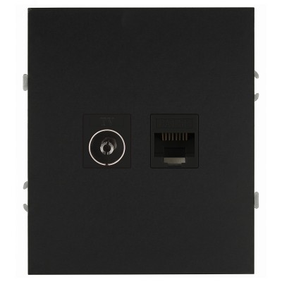 Розетка скрытого монтажа в рамку комбинированная RJ45+TV антрацит 16-3110-05 Arktik