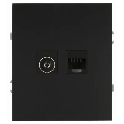 Розетка скрытого монтажа в рамку комбинированная RJ45+TV антрацит 16-3110-05 Arktik