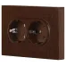 Розетка Intro Accent 6-205-10 , 2X2P+E Schuko, 16А-250В, IP20, СУ, AL/CU, венге